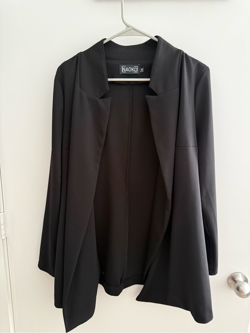 Women's Black Open-Front Draped Blazer